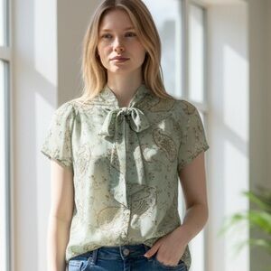 Trinity Women's Soft Green Paisley Blouse